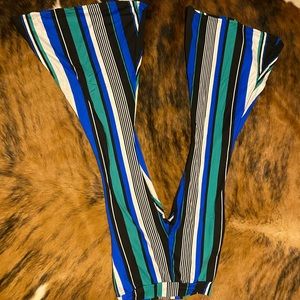 Teal/Blue Striped Bell Bottoms